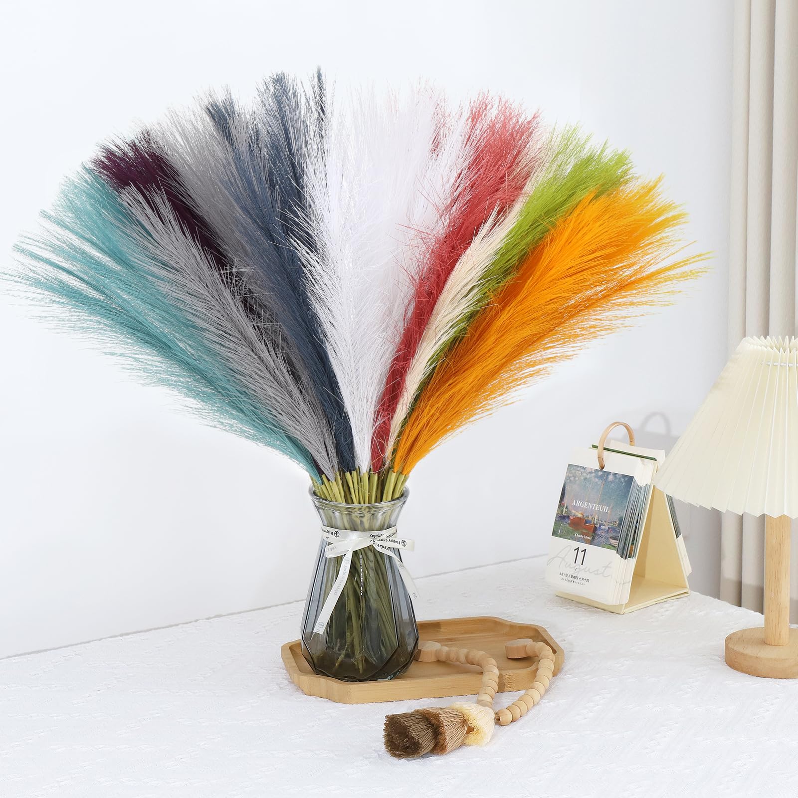 MUUNC 90 Pcs Rainbow Pampas Grass Decor