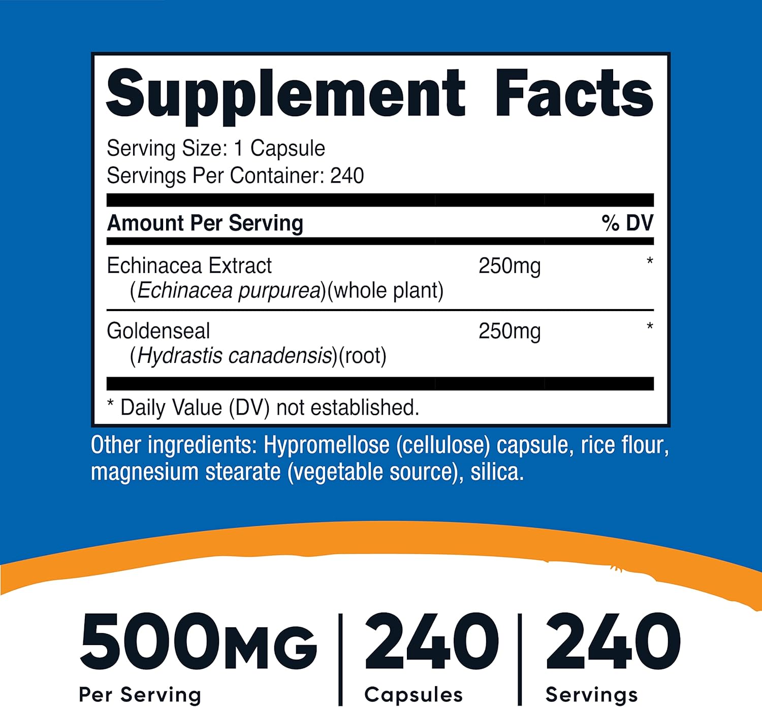 Nutricost Echinacea & Goldenseal Root, 500mg, 240 Capsules - Vegetarian Caps, Non GMO, Gluten Free : Health & Household