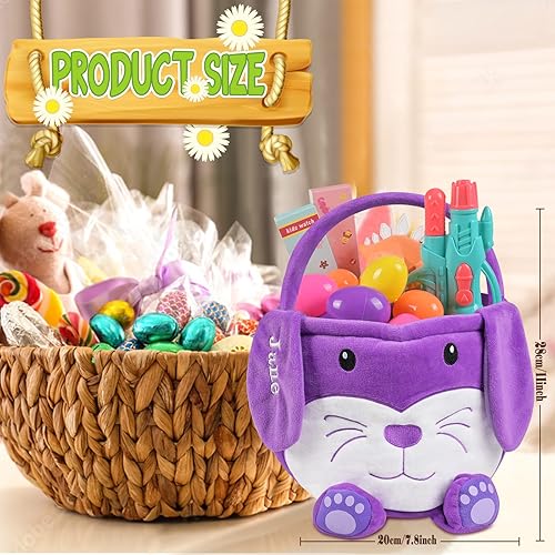 Miniatura 9 de VAPCUFF Cesta de Pascua personalizada para niños, conejo rosa