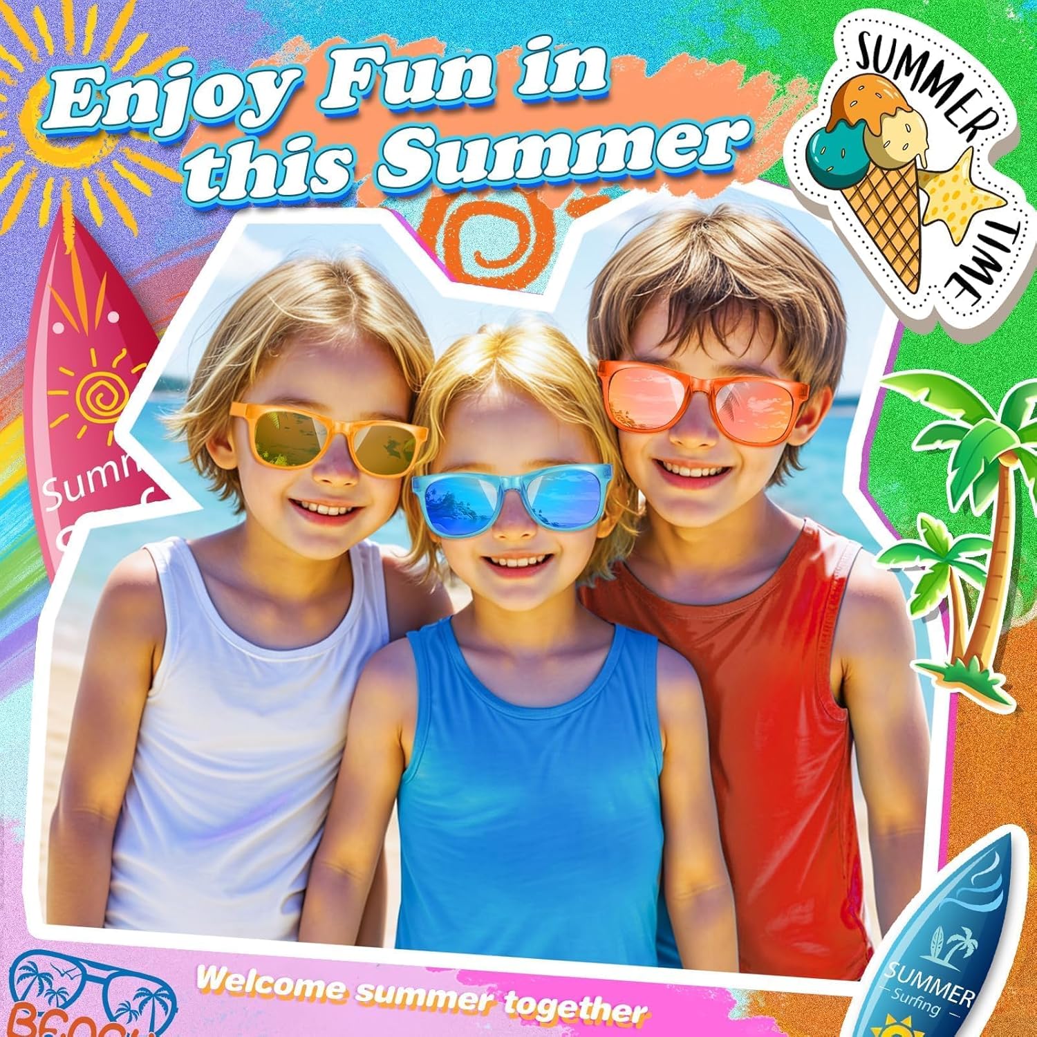 36 Pack Kids Sunglasses Bulk with UV400 Protection, 12 Colors Neon Sunglasses for Birthday Party Favors, Beach, Graduation Gift, Summer Pool Party Supplies, Goody Bag Filler, Boys Girls Classroom Gift - Image 6