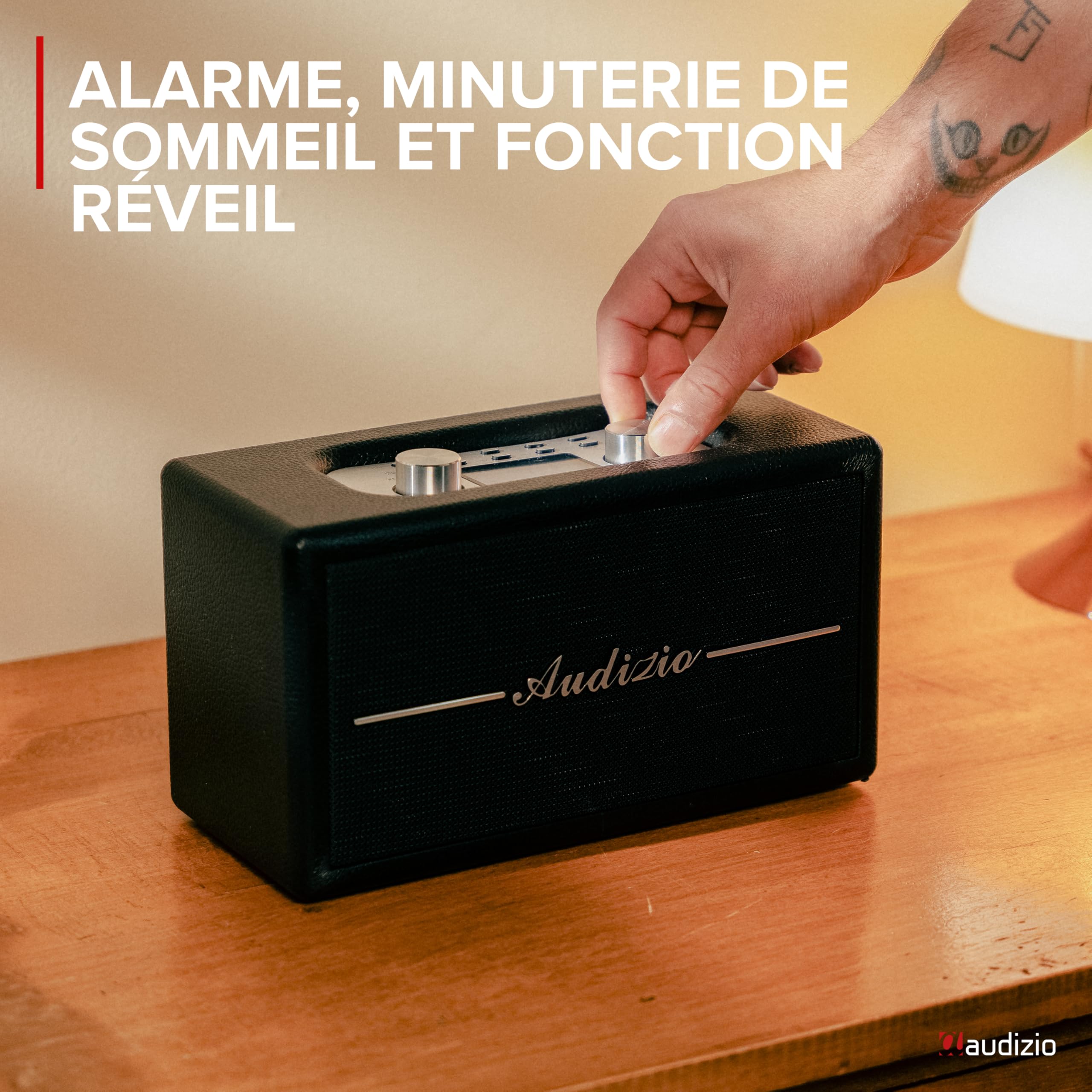 Audizio Tune60 - Radio Dab+/FM BT sans Fil Rétro Noire | Lecteur USB/SD, Alarme & Écran LCD | Radio Vintage Portable Secteur ou Piles