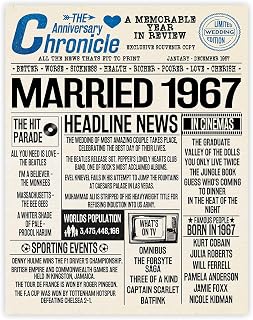 Stuff4 58th Anniversary Poster Unframed - Married In 1967 Newspaper - Happy 58th Wedding Anniversary for Men Women Vintage Gifts Retro Back In 1967, 8x10 Inch Fifty-Eighth Anniversaries Posters