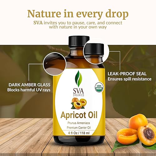 Miniatura 7 de SVA Aceite de semilla de albaricoque orgánico – 4 onzas líquidas – Aceite de albaricoque orgánico 100% natural prensado en frío – para el rostro