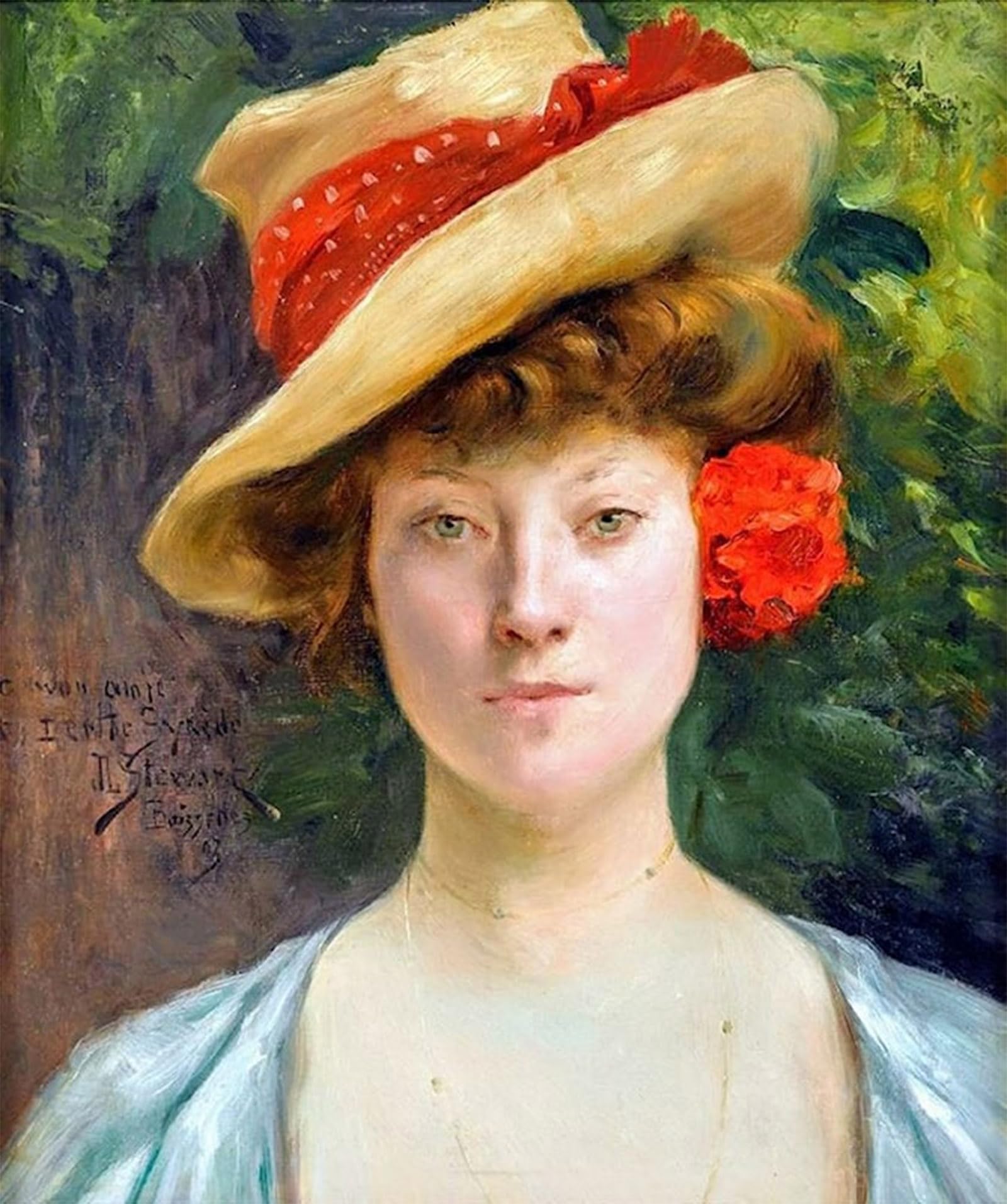 ARTXLXXBN Famous Art Print Poster Vintage Wall Art Young Woman in a Garden by Julius Leblanc Stewart Canvas Art Poster for Home Decor 60x90cm