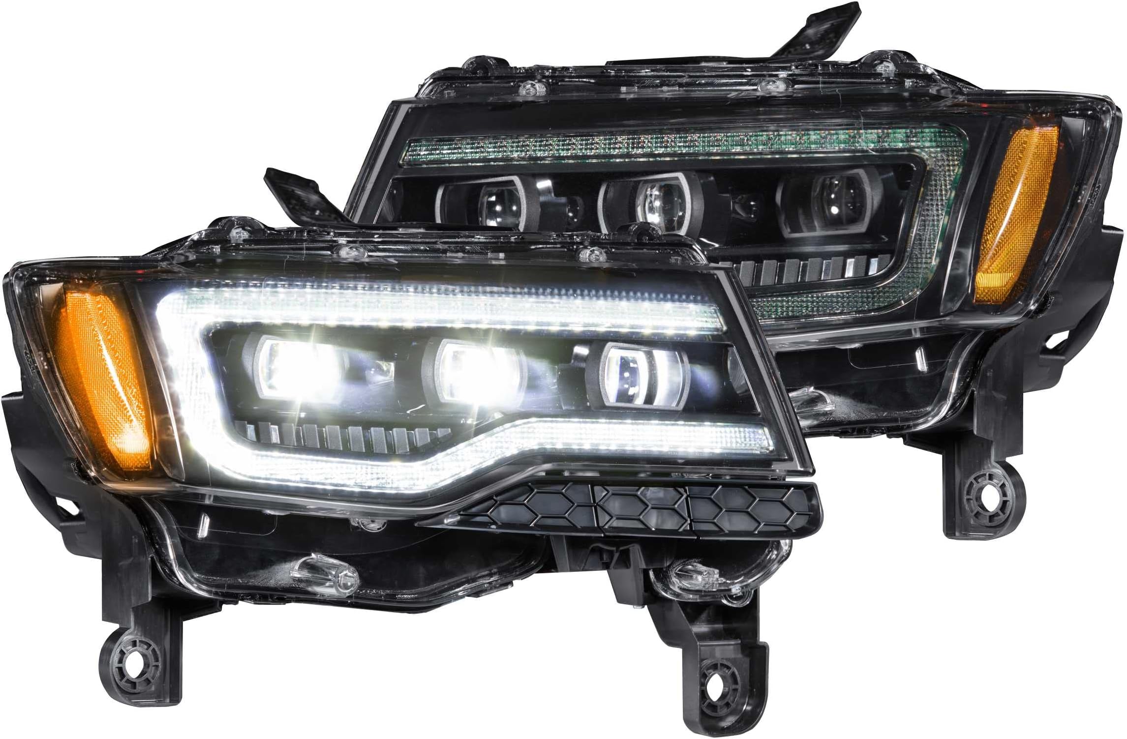 XB LED Headlights Fits 2014-2022 Jeep Grand Cherokee, Plug and Play Headlight Assemblies with Sequential Turn Signal & UV Lens Coating (LF278)