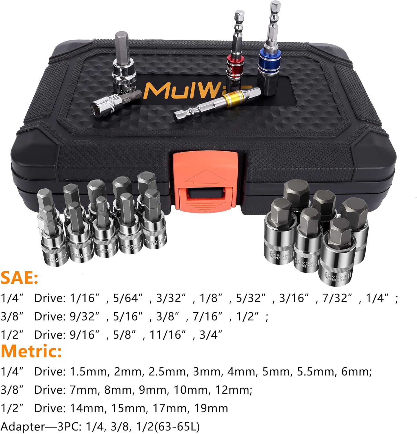 MULWARK 51PC Security Torx Bit & Metric Allen Socket Set – Tamper-Proof Star Bits & High-Torque Hex Socket Set for Automotive, Bikes, Motorcycles & DIY Repairs