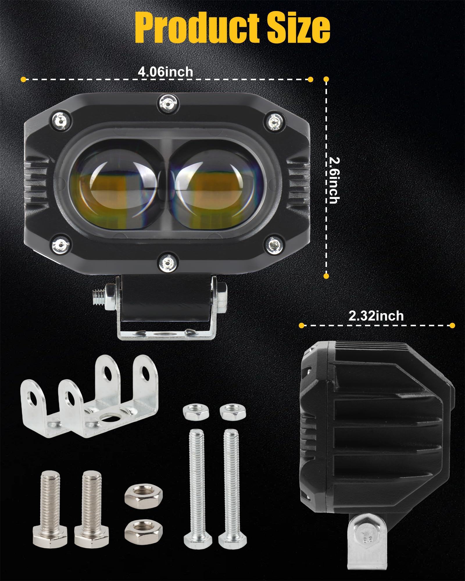 LIGBT 2 Stück 4 Zoll LED Arbeitsscheinwerfer 96W kaltweiß 6000K, 12V 24V Zusatzscheinwerfer Fernlicht, IP68 Rückfahrscheinwerfer für Offroad SUV LKW ATV UTV Traktor