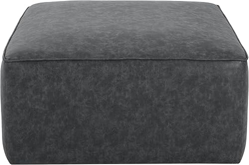 Miniatura 8 de Christopher Knight Home Ellis - Reposapiés otomano de piel sintética, puf cuadrado, asiento grande, mesa auxiliar moderna para sala de estar,