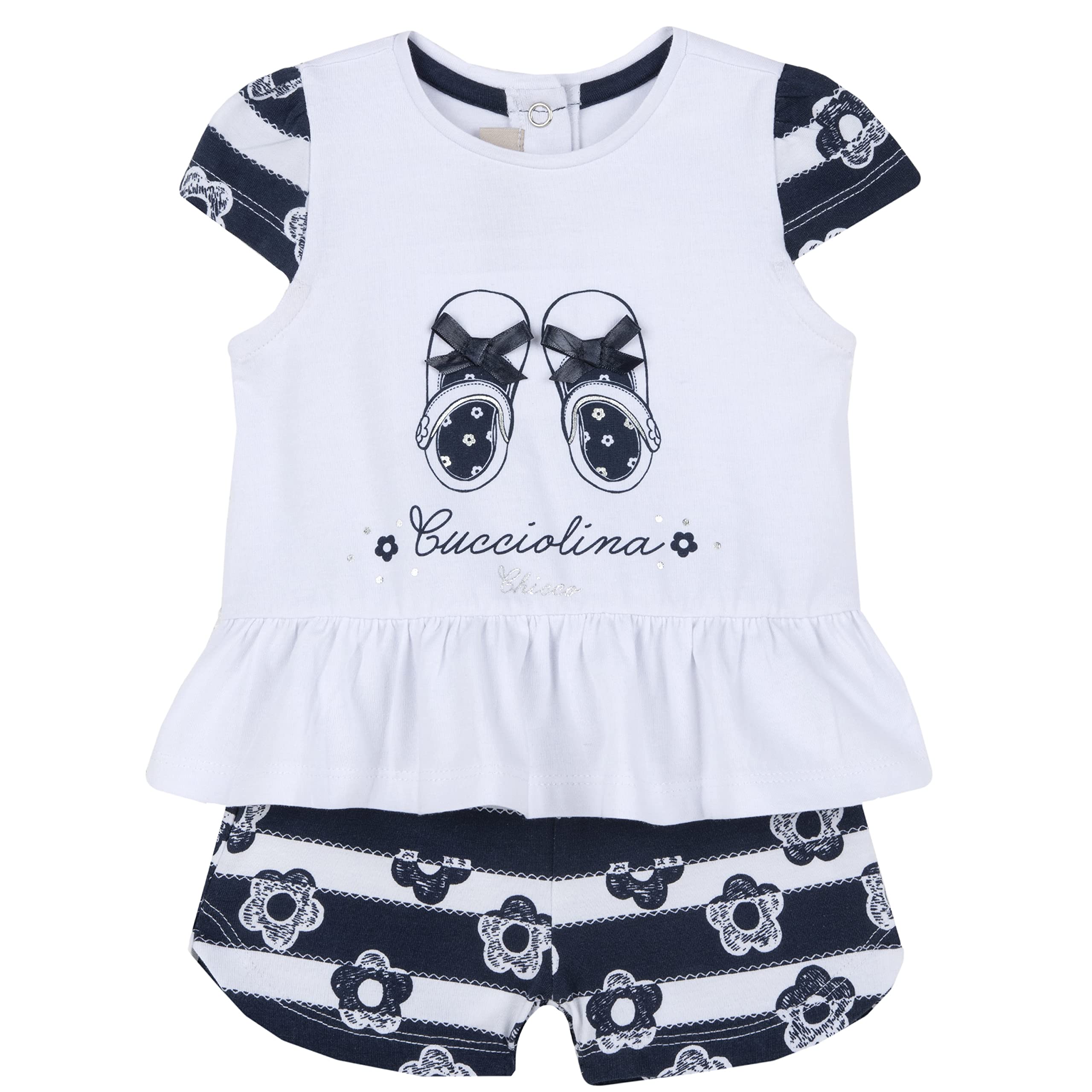 Chicco, Babykleidung für Mädchen mit Aufdruck, Weiß (3 Monate)
