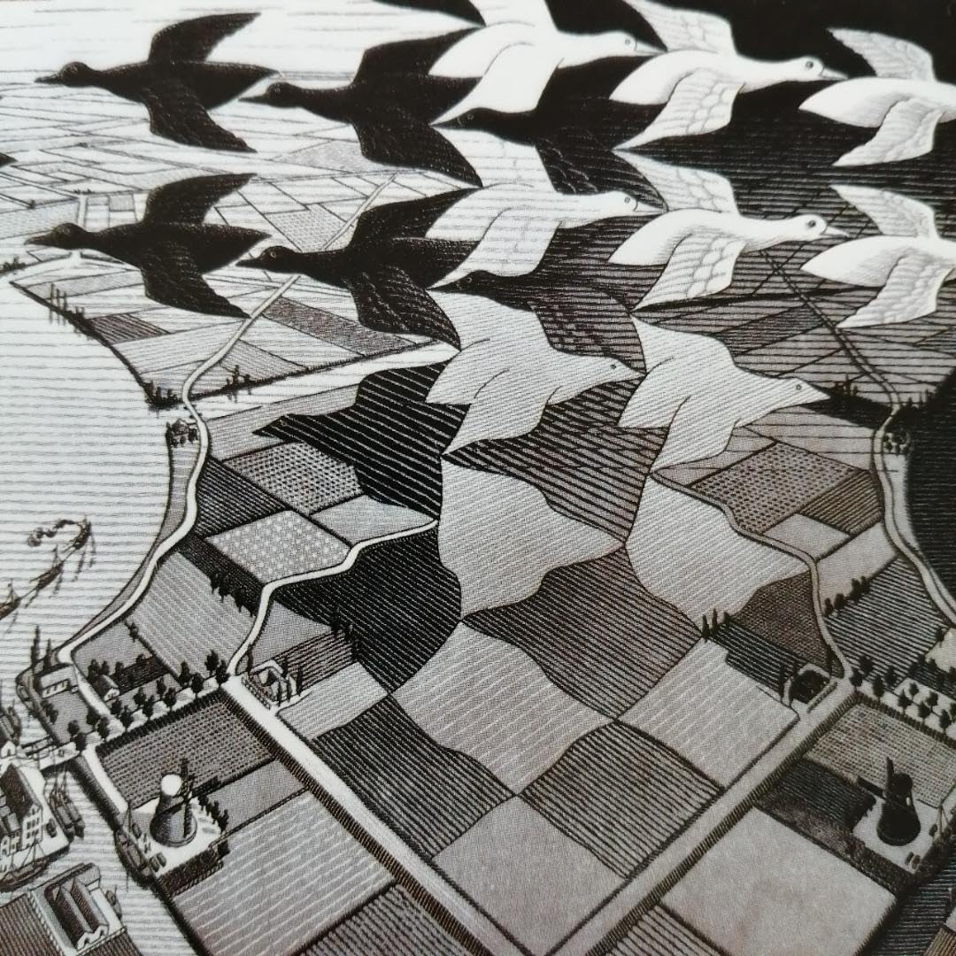 M.C. Escher mcエッシャー　Day&Night 昼と夜 Day and Night, 1938 - M.C. Escher - WikiArt.org