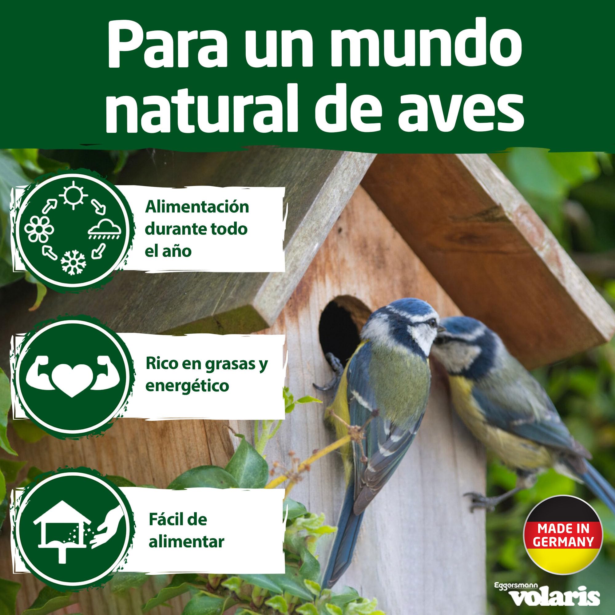 Eggersmann volaris 25 kg Granos Volaris | Rica en grasas y energía | para todas las especie de aves | Alimento para pájaros silvestres durante todo el año | Semillas de girasol para pájaros silvestres