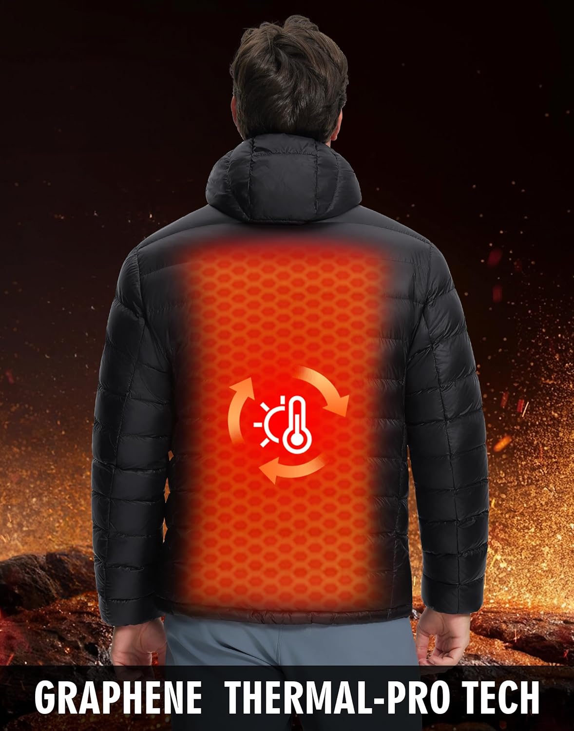 Pioneer Camp Men's Lightweight Down Puffer Jacket with Primaloft Hood Packable Warm Jacket Water Resistant Winter Coat - Image 3