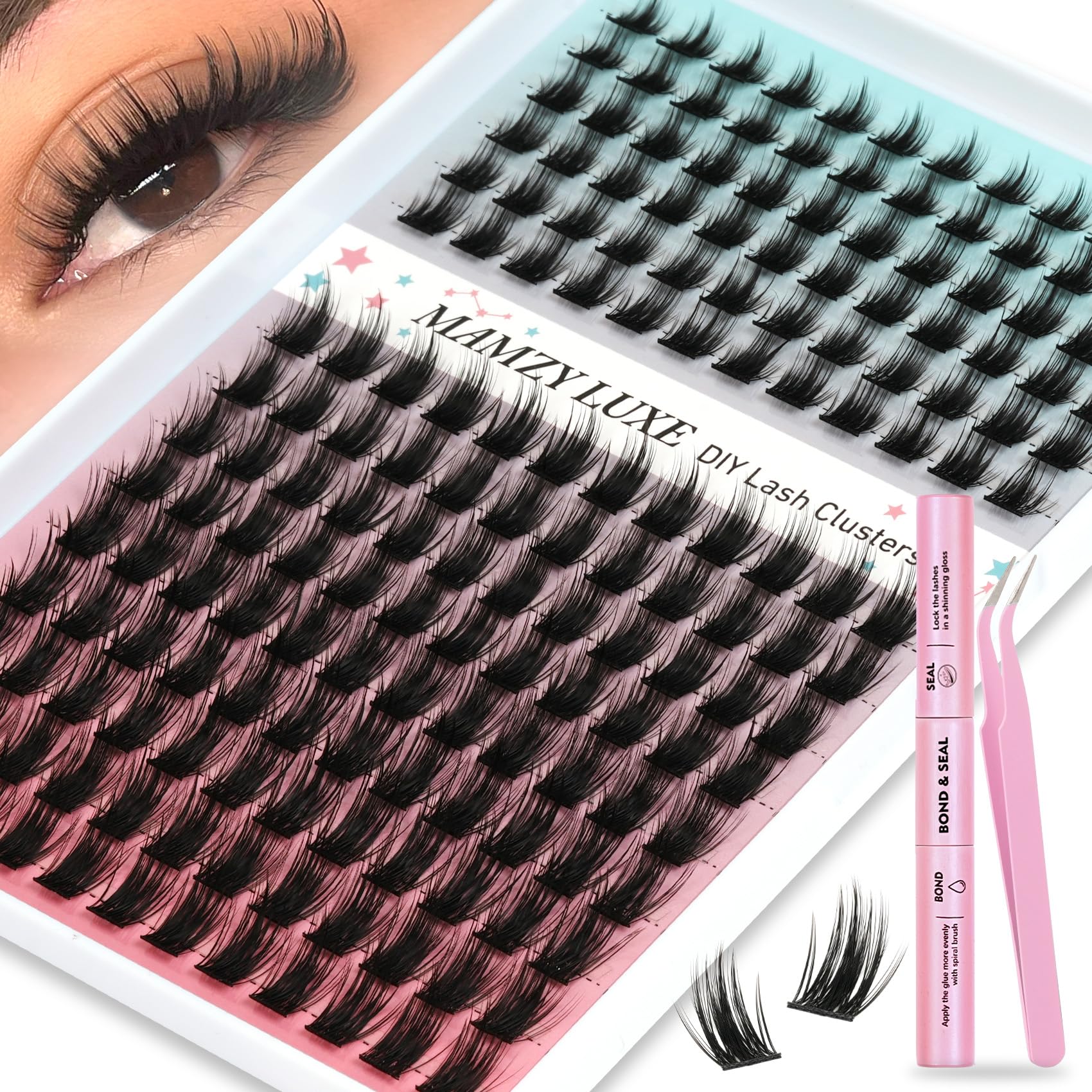 Wispy Wimpern-Cluster-Set, Manga-Wimpern-Cluster-Set, 8–16 mm, 180 Stück, einzelne Wimpern-Cluster, natürliche, falsche Wimpern, stachelig, dick, Anime-Cluster-Wimpernverlängerungs-Kit von MAMZY LUXE