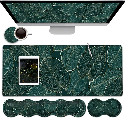 Miniatura 1 de Alfombrilla de mouse para juegos y reposamuñecas para teclado, alfombrilla de mouse grande extendida de 31.5 x 11.8, reposamuñecas ergonómico de