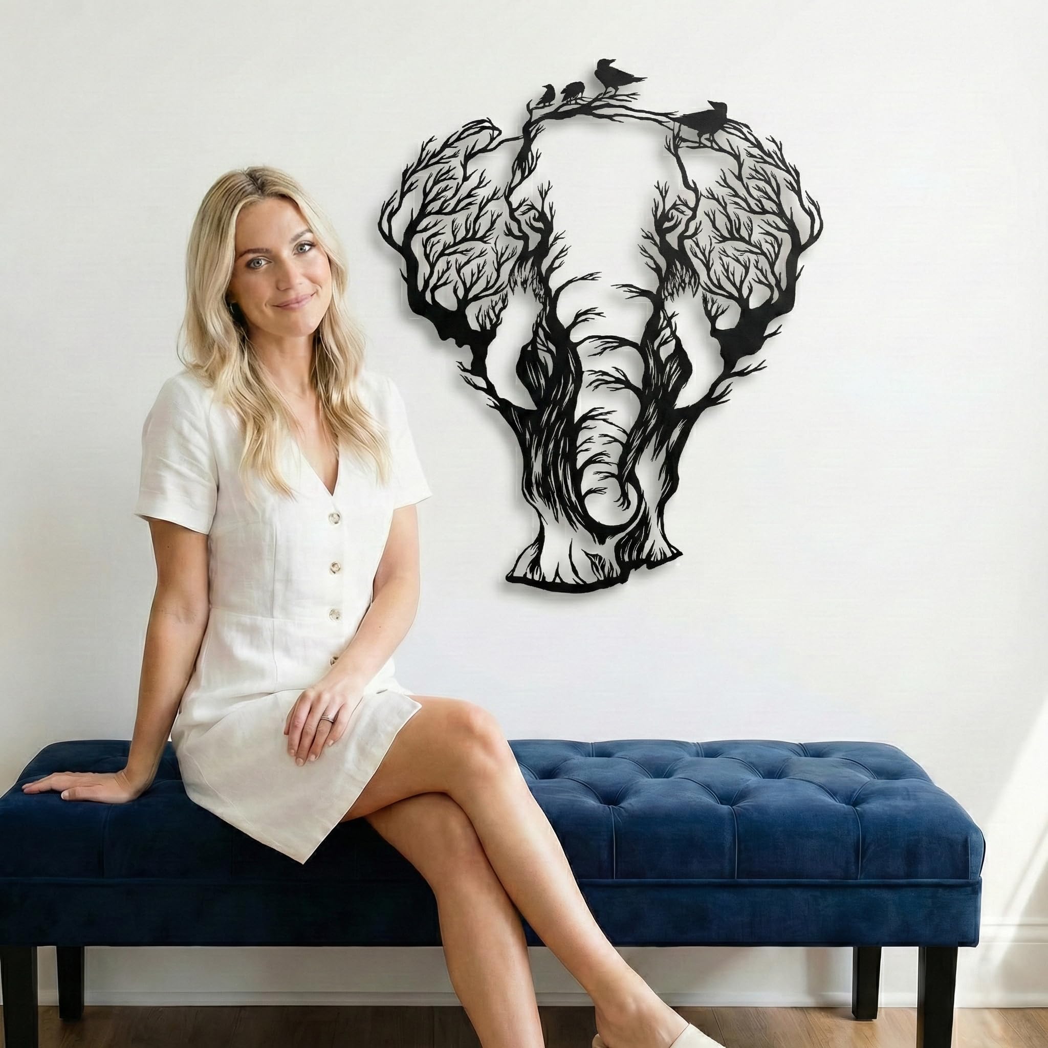 DEKADRON Metall-Wandkunst Geometrischer Elefant, 59 x 75 cm