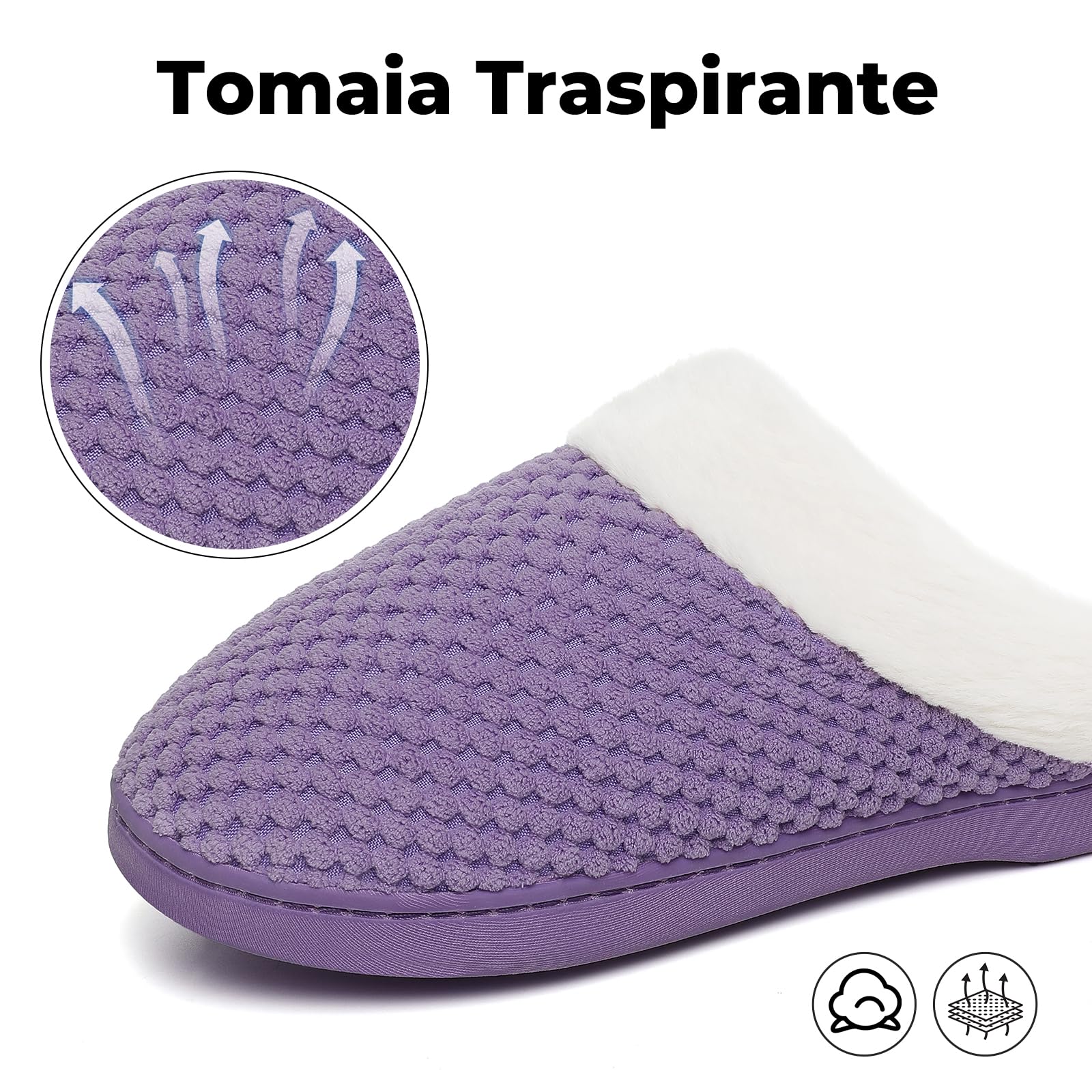 Mishansha Pantofole Donna Uomo Memory Foam in Caldo Cotone Scarpe da Casa