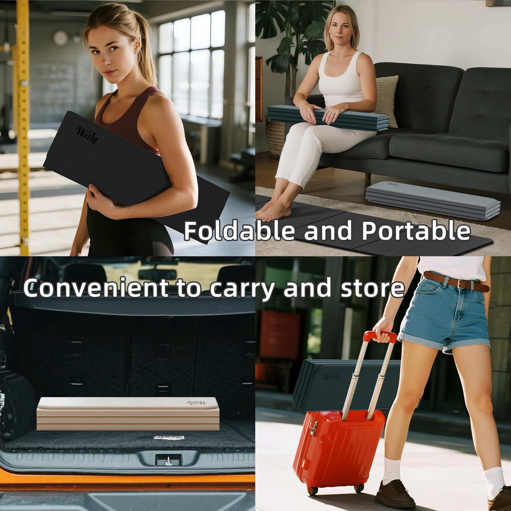 Yogamatte, Pilates-Ausrüstung, 1,27 cm, extra dick, 175,3 x 61 cm, geruchlose Trainingsmatten für Zuhause, Fitnessstudio, rutschfeste Trainingsmatten für Damen und Herren, Heimtraining, faltbare
