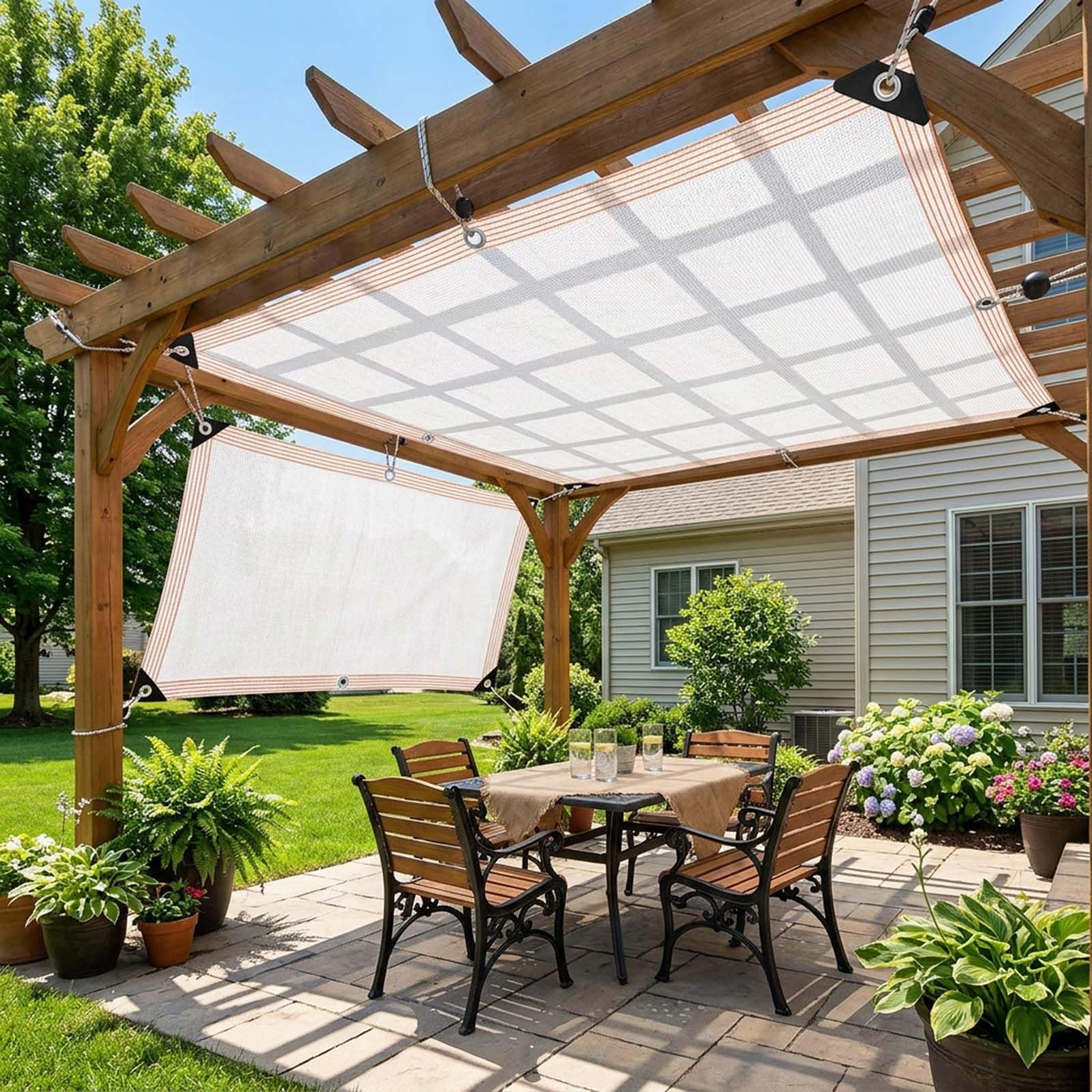 Red solar de jardín 50 % blanca, lona de malla resistente a los rayos UV de 26 x 66 pies con ojales para invernadero, patio, toldo, cubierta transpirable para plantas y