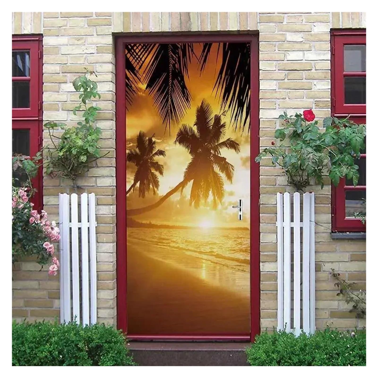 Papier peint amovible paysage de mer | Sticker mural de porte 3D 85x215cm