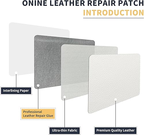 Miniatura 211 de ONine - Cinta de reparación de piel, parche para reparación de piel autoadhesivo de 12 x 48 pulgadas, impermeable, resistente al desgaste, para Negro