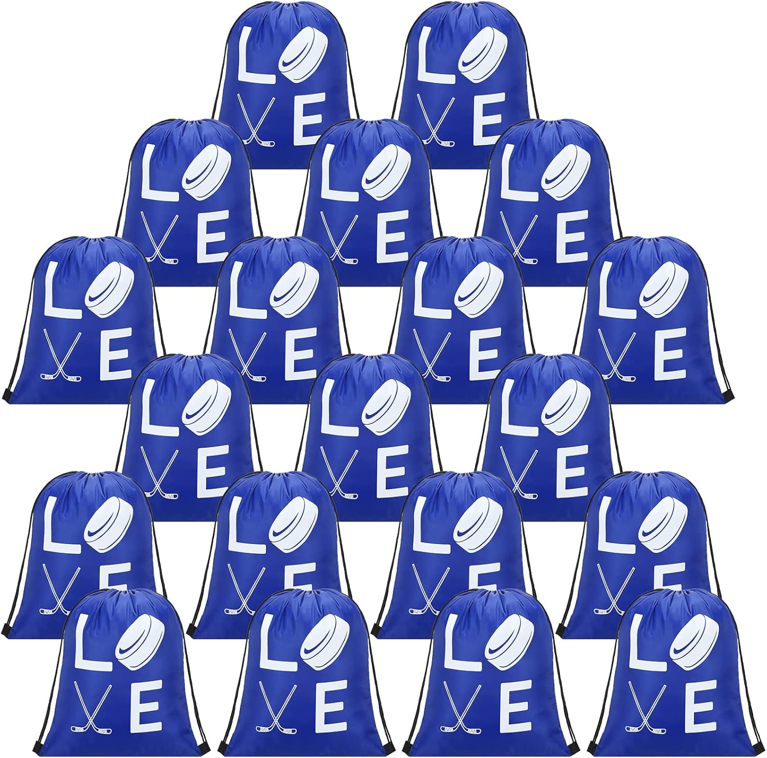 Sinmoe 20 Pieces Blue Hockey Drawstring Bag Hockey Gift