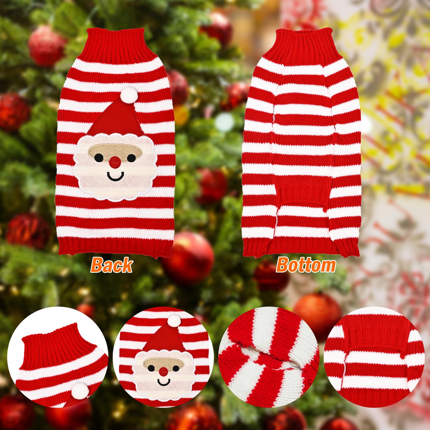 Christmas Dog Sweater Holiday Knitwear Warm Pet Clothes for Medium Large Dogs and Cats(M-1Pc), style 3 - Image 3