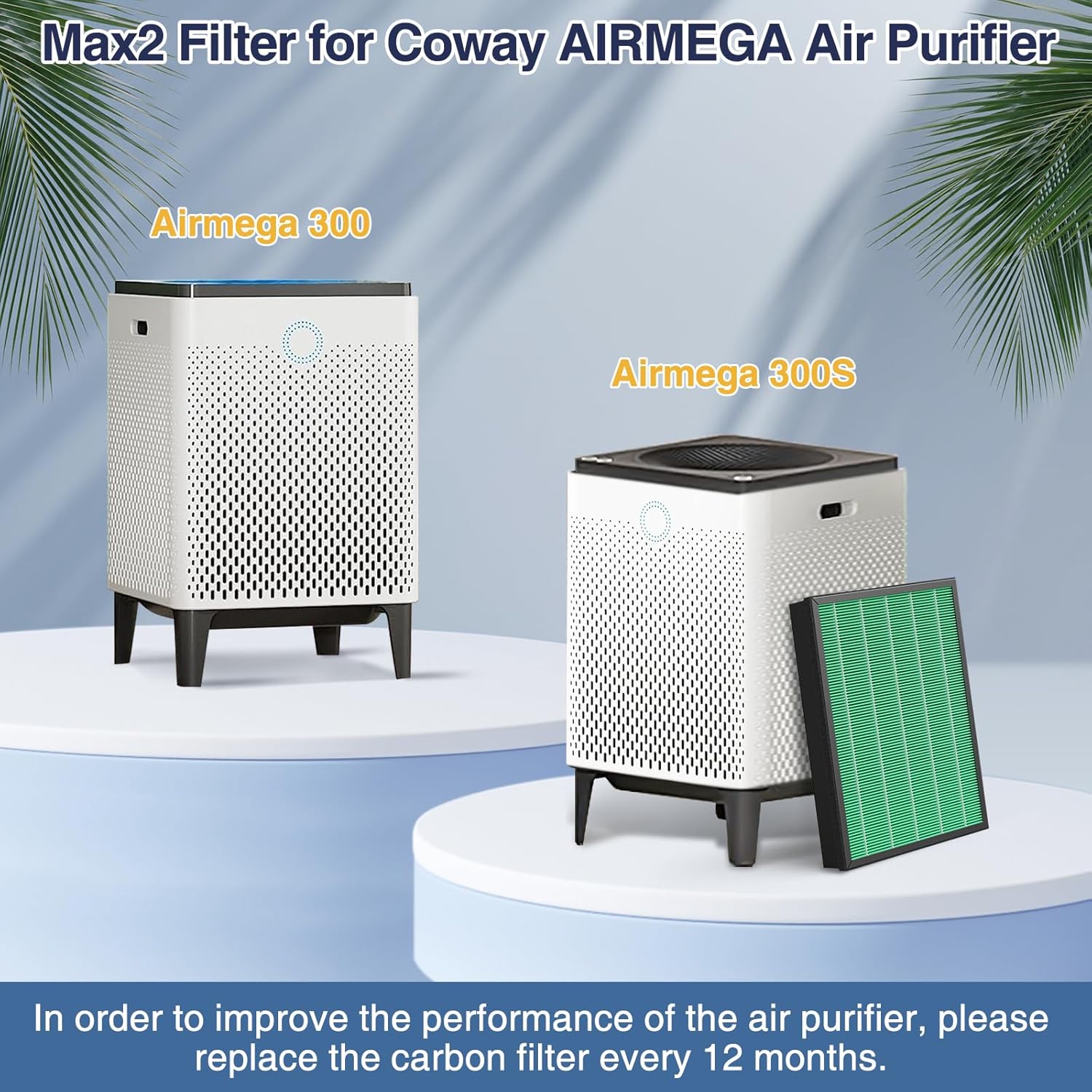 300/300S Replacement Filter for Coway AIRMEGA Max2 300/300S Combined with Activated Carbon 2-in-1 Filter, AP-1515-FP - Image 2