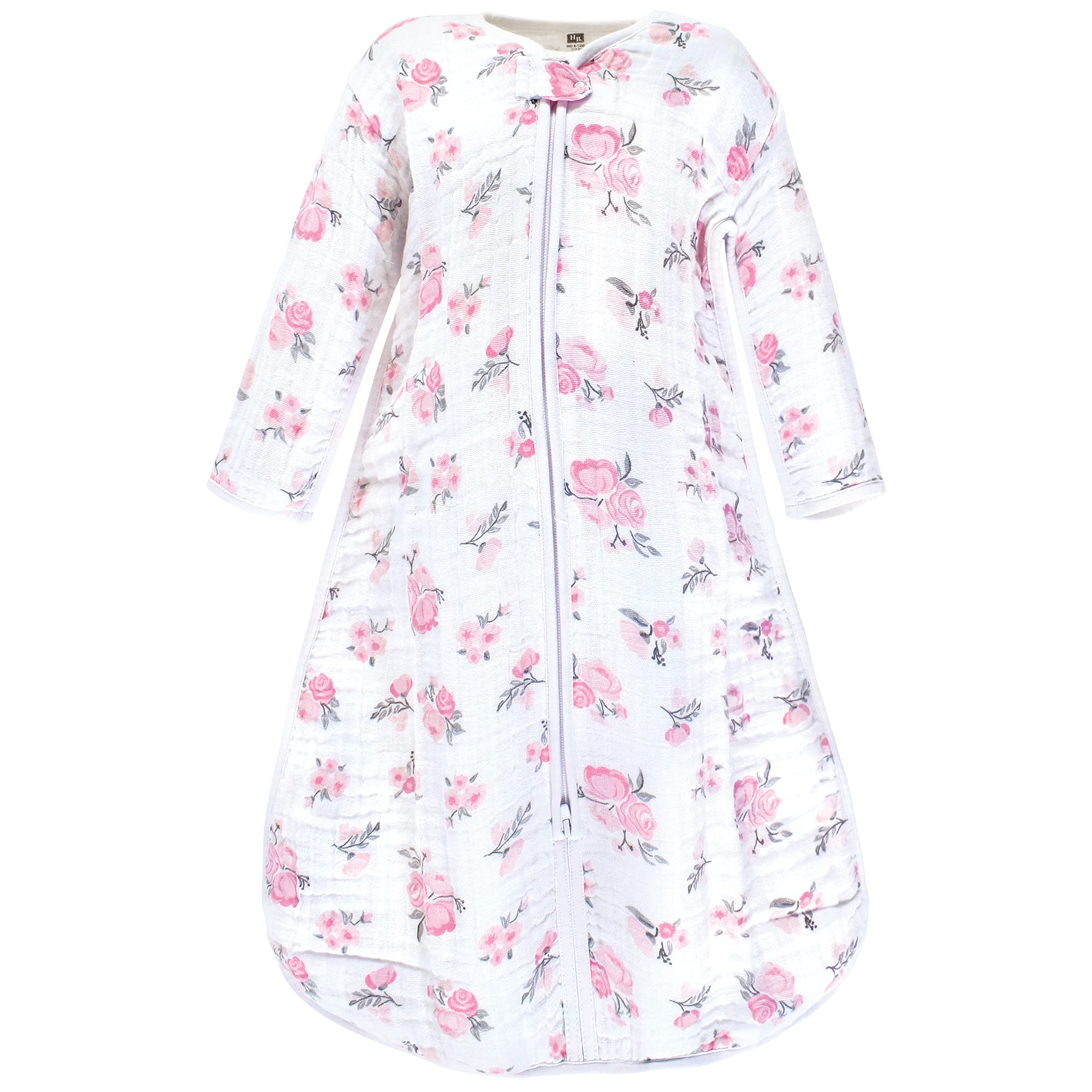 Hudson Baby Saco de dormir unisex de muselina de manga larga, saco de dormir, Rosado Floral, 6-12 meses