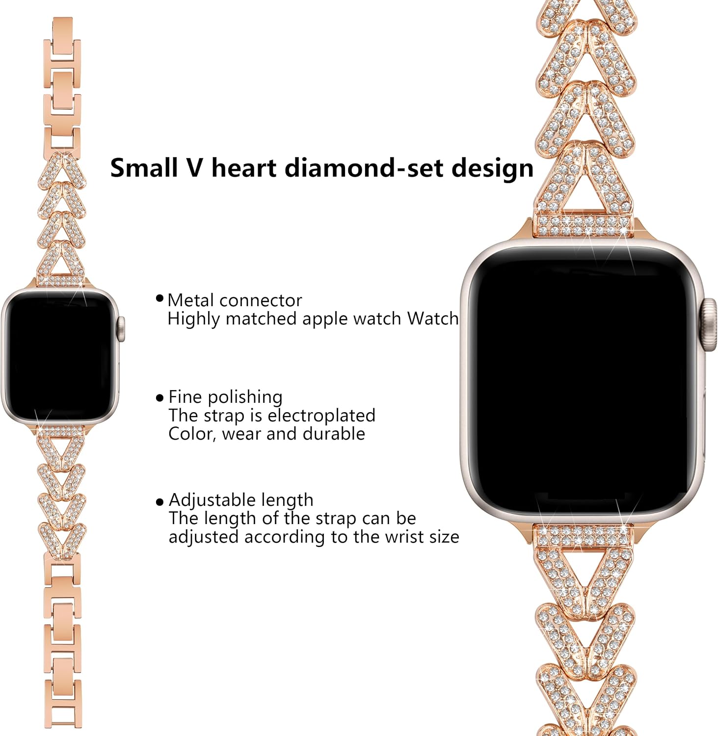 Stainless Steel Band Glitter Compatible with Apple Watch 38mm 40mm 41mm 42mm 44mm 45mm 46mm 49mm, Diamond Metal Replacement Watch Strap Compatible with iWatch Ultra Series SE 11 10 9 8 7 6 5 4 3 2 1