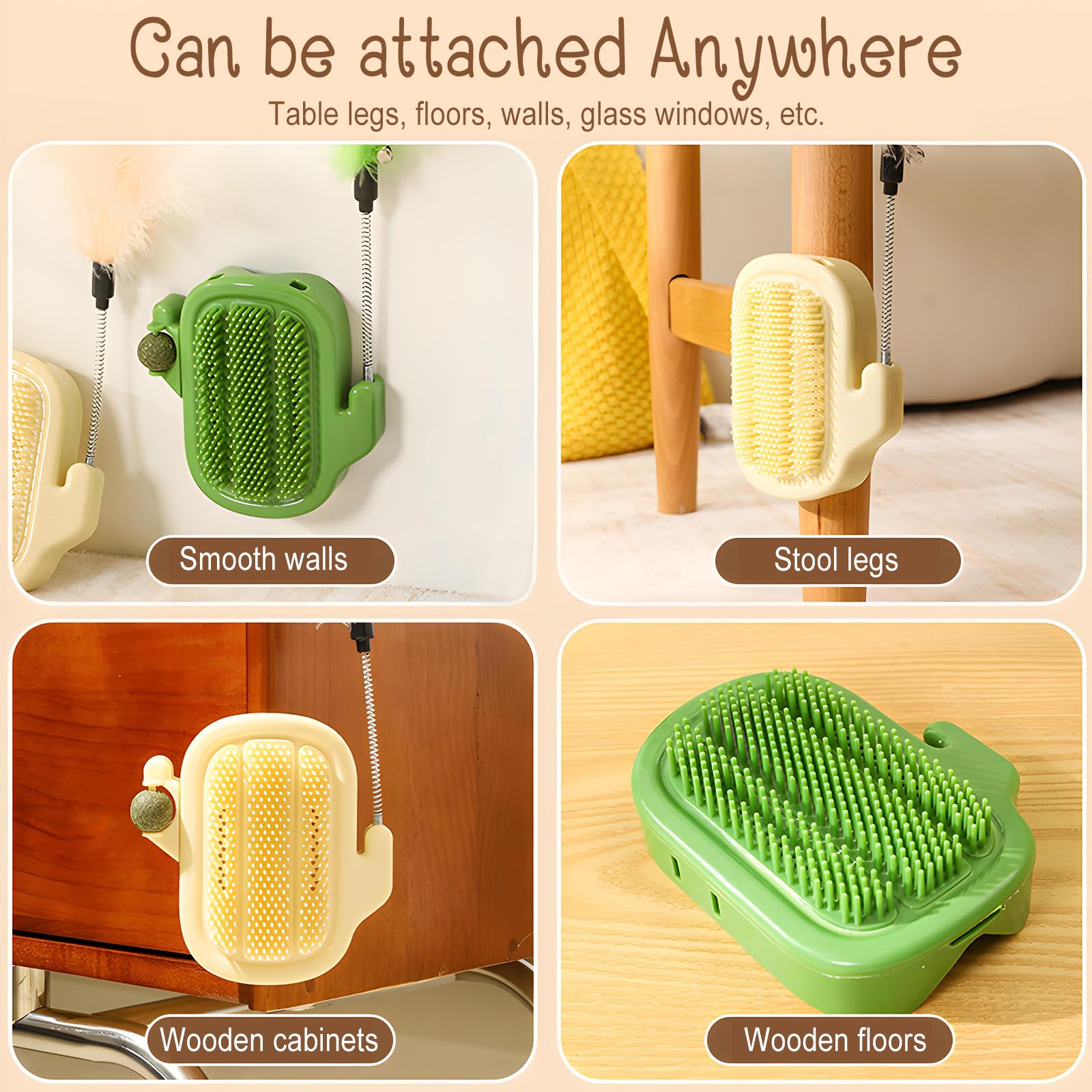 DBAILY Cat Brush, 2 Pcs Massage Corner for Cats Cat Self Groomer, Cats Toy with Catnip, for Massaging Tickling and Removing Fur - Image 4