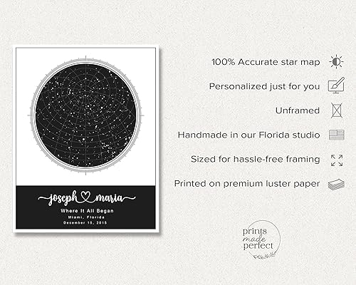 Miniatura 2 de Personalized Star Map With Specific Dates & Place - Custom Constellation Map Print, Unframed - Special Occasion Star Chart Wall Art - Great