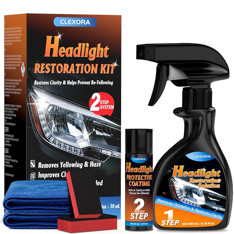 Kit de Restauração de Faróis com Limpador, Polidor e Revestimento Protetor CLEXORA