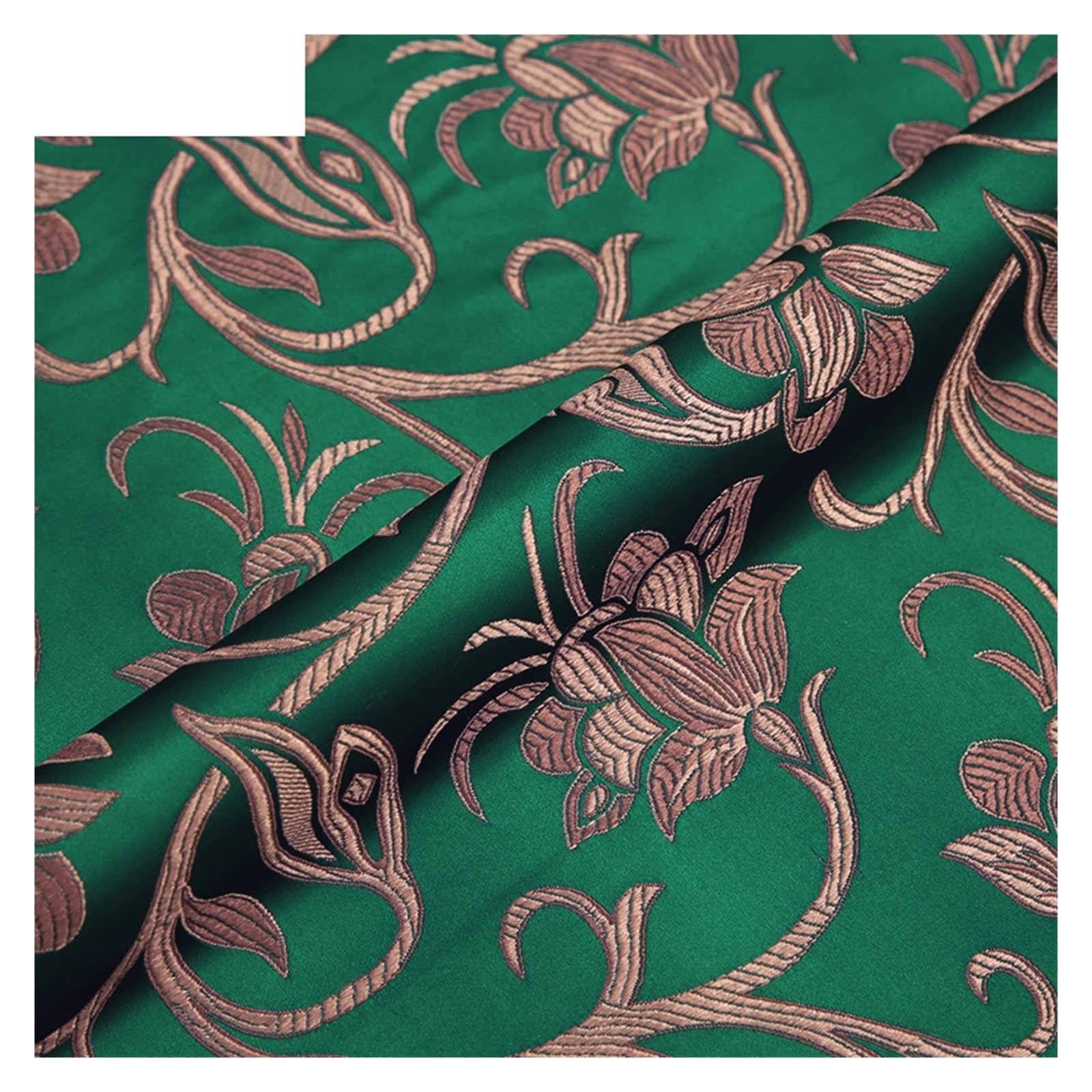 Tissu brocart satiné vert foncé pour coudre facilement vos vêtements ethniques chic DIY