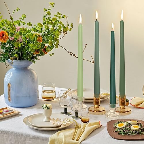 Miniatura 7 de Velas cónicas aromáticas de color verde salvia, velas cónicas aromáticas, de larga fragancia, sin humo, sin goteo, velas de cena de colores para