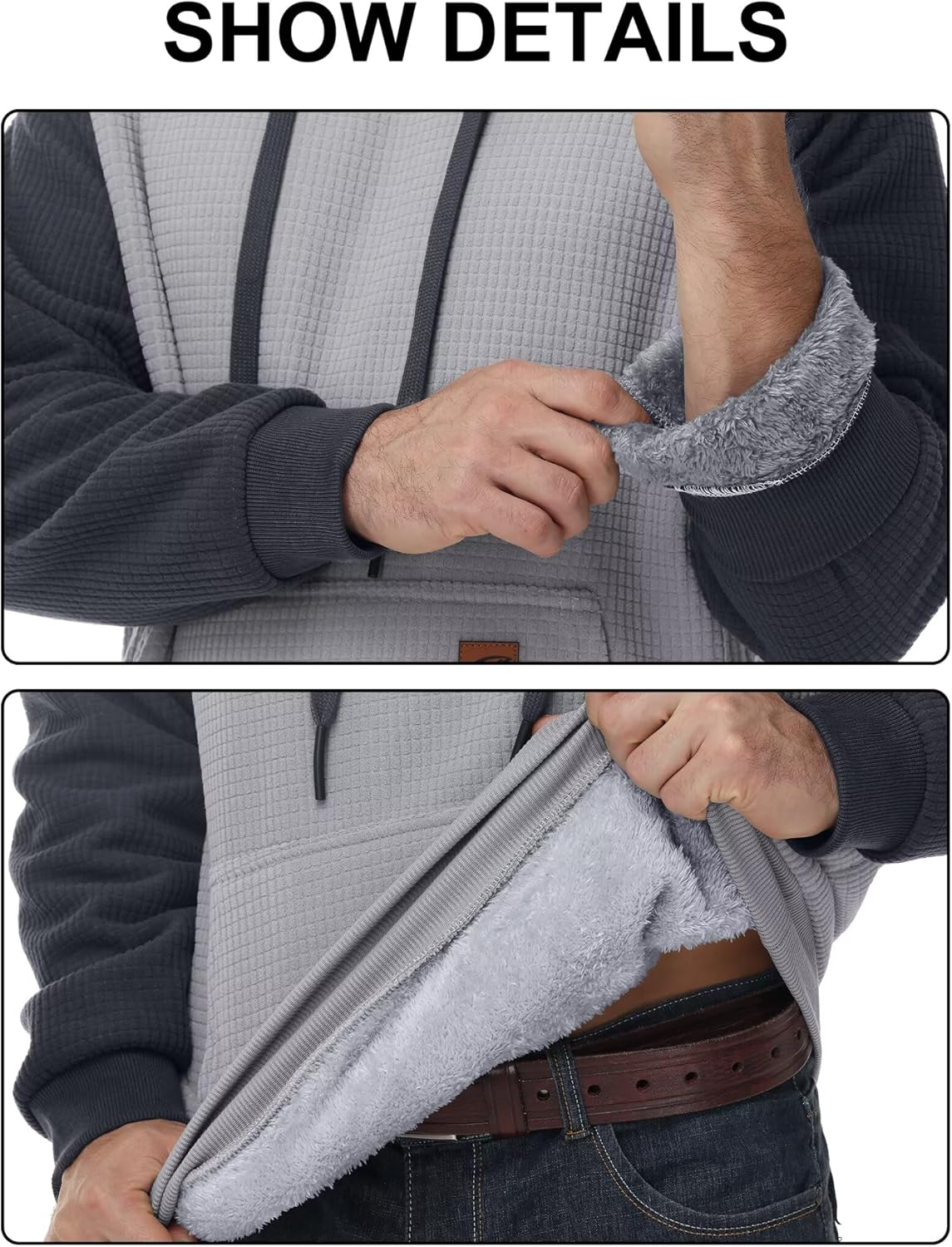 Yundobop Men's Heavy Pullover Hoodies Sherpa Fleece Lined Thick Winter Warm Hooded Sweatshirt with Kangaroo Pocket - Image 2