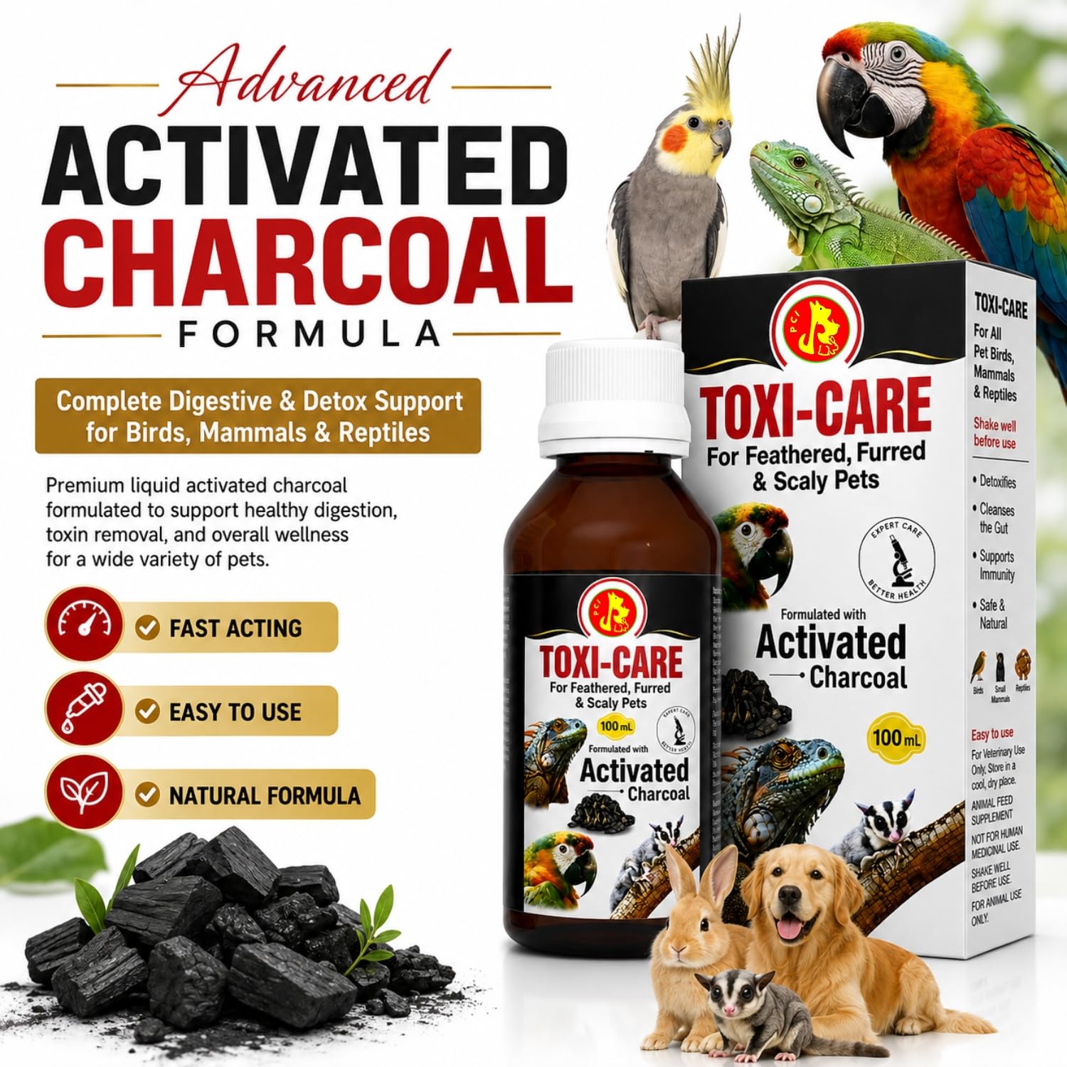 Pet Care International (PCI) Toxi Care || Provide Essential Detoxification || for Healthy Iguana, Gecko and Other Scaly Pets Healthcare (100ml) 3