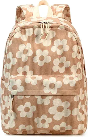  School Backpack for Teen Girls Bookbags Elementary High School Corduroy Laptop Bags Women Travel Daypacks