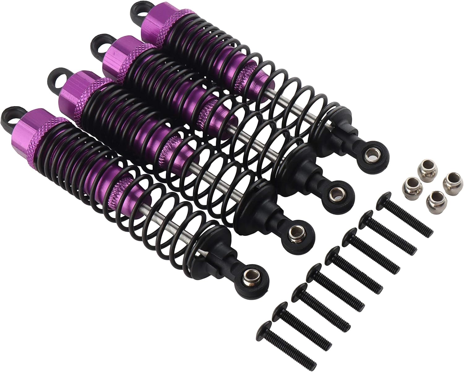 Front Rear RC Shock Absorber, 4-Pack Aluminum 98mm Adjustable Assembled Spring Damper Suspension for 1:10 Redcat HSP 94166 94106 94107 94155 94170 Buggy Truck Crawler Upgraded Hop-up Parts