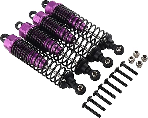 Miniatura 30 de 4 amortiguadores delanteros y traseros, suspensión ajustable de 3.858 in de aluminio para autos RC 1/10 HSP 94166 94106 94107 94155 94170 Buggy Rojo