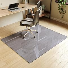 Koonmi Tempered Glass Chair Mat for Hardwood Floors Carpets 46 x 55 Grey Heavy Duty Office Floor Protector