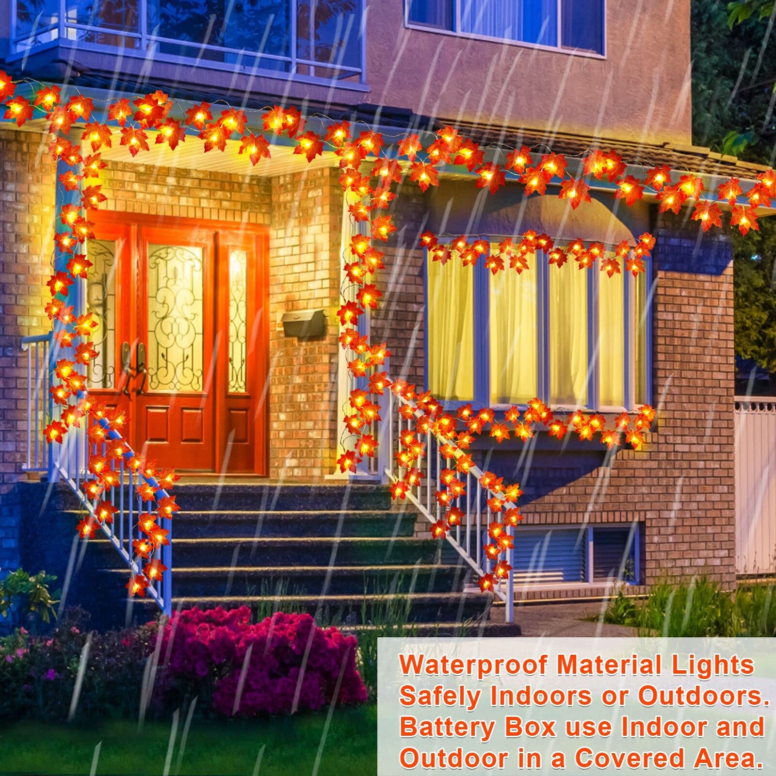 5 Pack Maple Leaves Fall Garland Lights,Thanksgiving Decorations 50 Ft/100 LED Enlarged Fall Leaves Fall String Lights Waterproof Battery Operated Thanksgiving Autumn Harvest Home Indoor Outdoor Decor