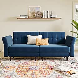 Belffin Velvet Convertible Futon Sofa Bed Memory Foam Futon Couch