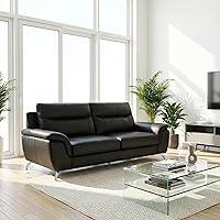 Vista 4 de Cortesi Home Sofá Chicago de cuero, 79 pulgadas, negro
