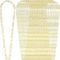 Quelay 20pcs Gold Paperclip Chain Necklaces - Bulk Alloy Link Cable Chains for DIY Jewelry Making Supplies, 18 Inch