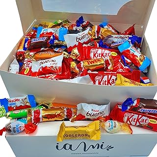 Sortiment an Mini-Pralinen mit 100 Einheiten | MINI Gourmet-Schokoladenbox I Miniaturversionen von Kit Kat, Toblerone, Kin...