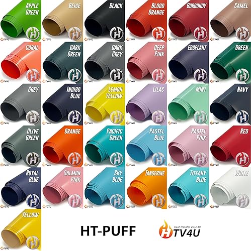 Miniatura 7 de HT Puff - Vinilo de transferencia de calor de 20 pulgadas (azul marino, 5 yardas)  Papel de vinilo para planchar con plancha para camisetas, tela,