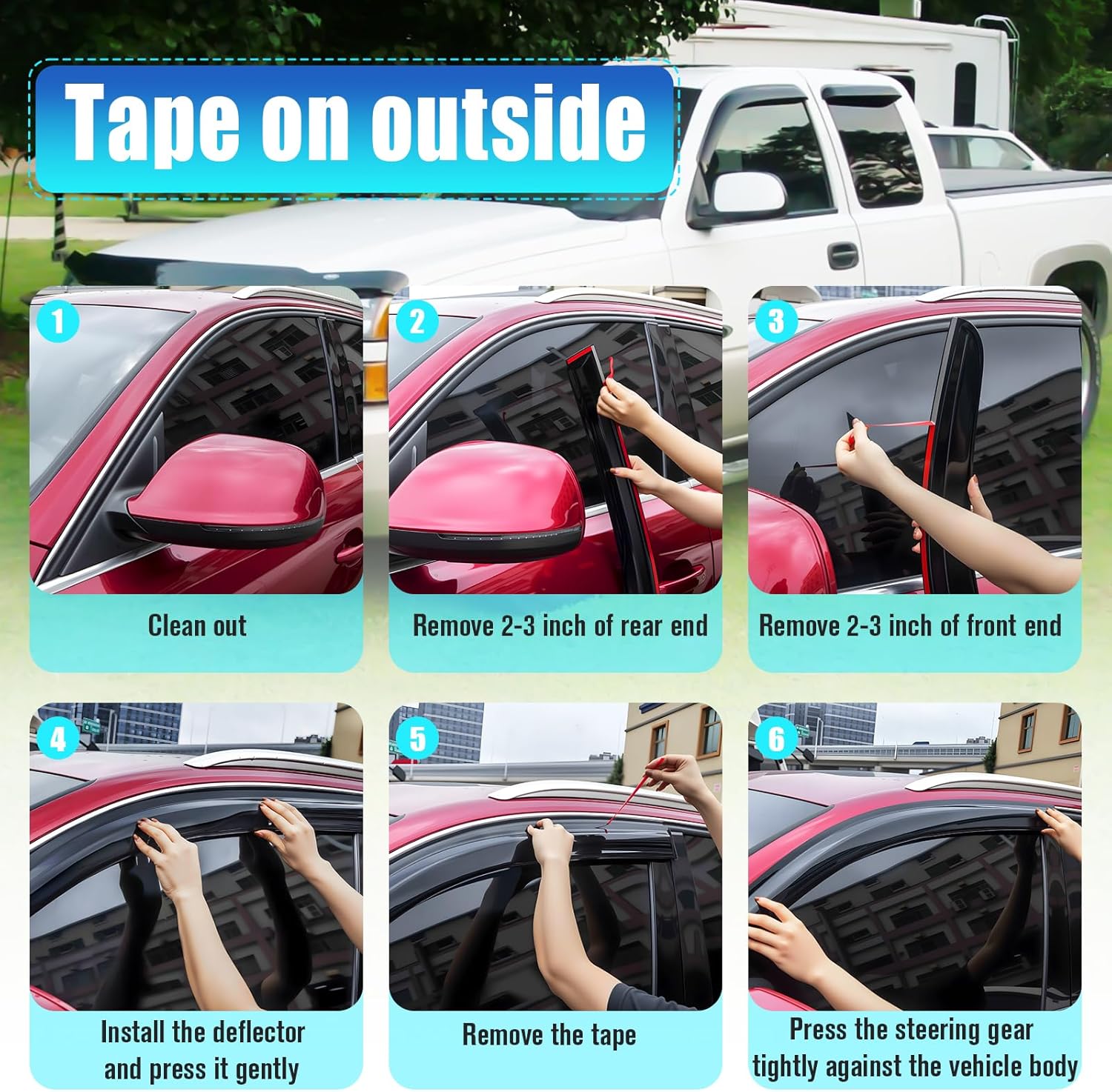 Window Visors Rain Guards, in-Channel Rain Guards Compatible with 2016-2023 Tacoma, for 1999-2006 Chevy Silverado/GMC Sierra 1500/2500/3500/2500HD (2016-2023 Tacoma)