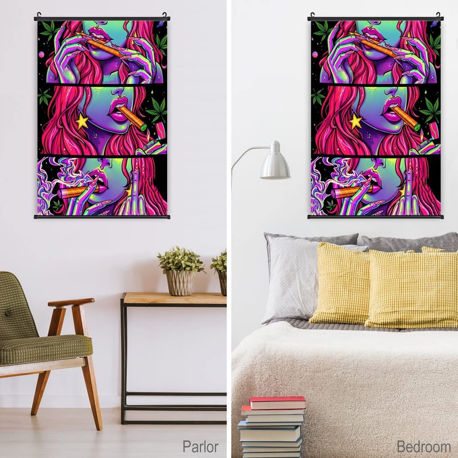 Affiche/tapisserie Murale Hippie Trippy Réactive Aux UV - 100% Polyester - Déco Chambre