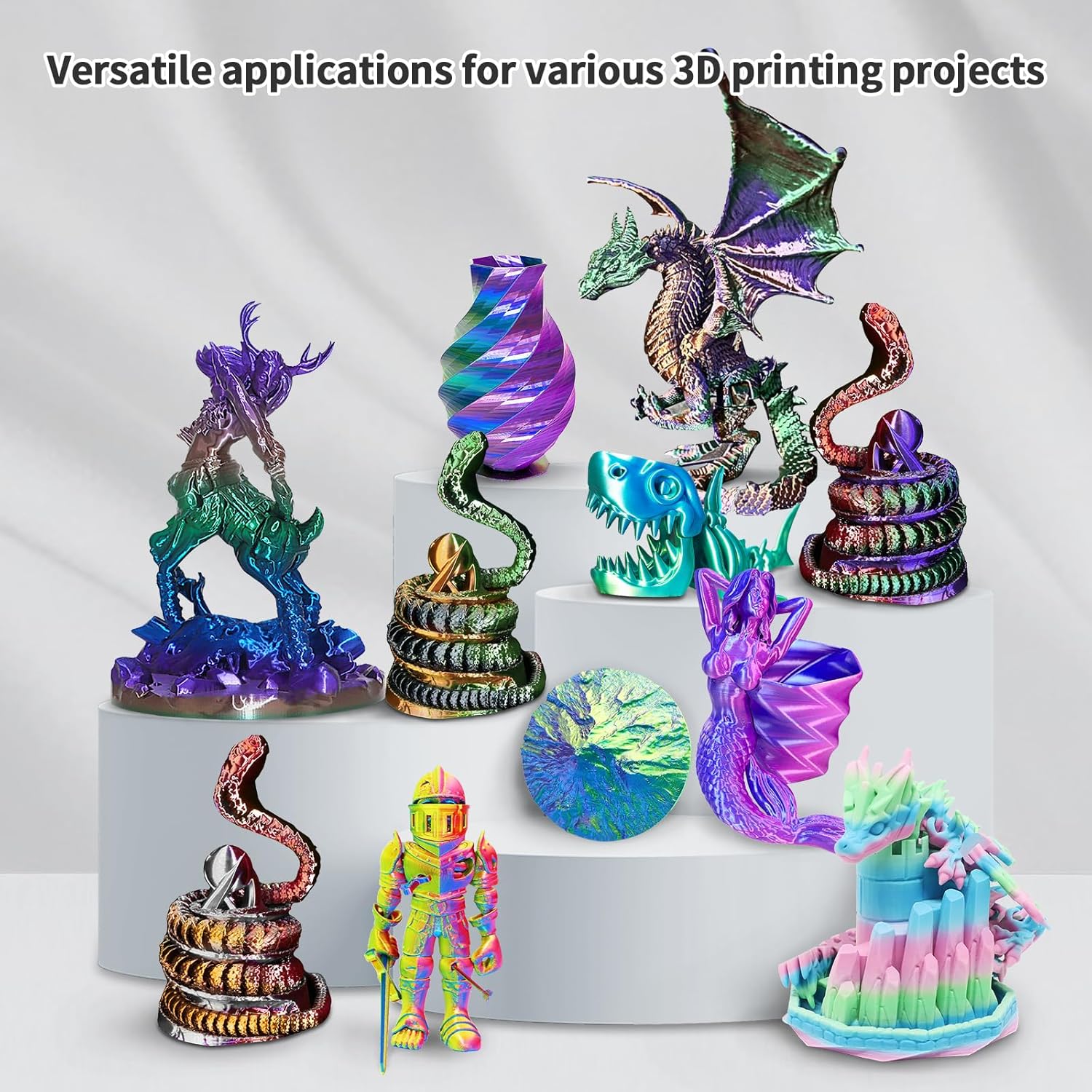 YOUSU PLA Plus Filament 1.75mm Bundle 10x250g, 10 Pack 2.5KG PLA+,1.75MM Silk PLA Filament Multi Color, 10 * 250g Pack