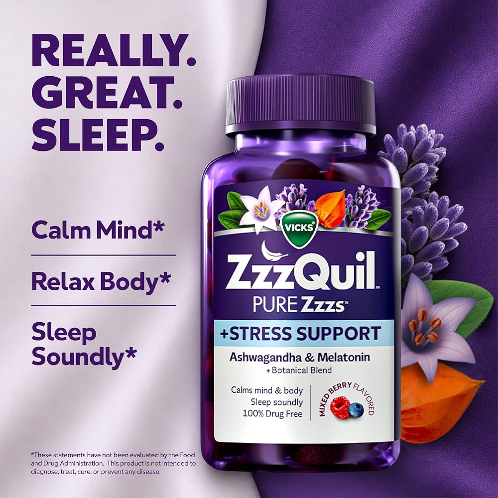 Amazon.com: ZzzQuil PURE Zzzs De-Stress Melatonin Sleep Aid